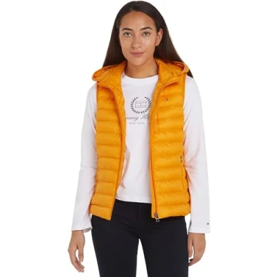 Abbildung von Tommy Hilfiger Damen Weste Padded Global Stripe Steppweste, Orange (Rich Ochre), L