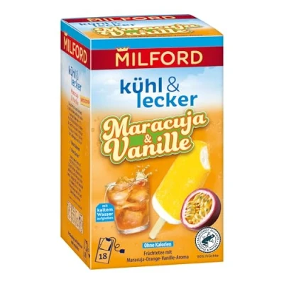 Abbildung von MILFORD kühl &amp; lecker Maracuja Vanille Früchtetee mit Orange Aroma 18 Teebeutel