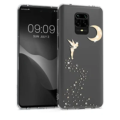 Abbildung von kwmobile Hülle kompatibel mit Xiaomi Redmi Note 9S / 9 Pro Max Handyhülle Silikon Case Fee Glitzer Rosegold Transparent