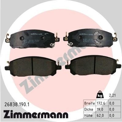 Abbildung von ZIMMERMANN 26838.190.1 Bremsbelagsatz mit akustischer Verschleißwarnung NISSAN: Qashqai III, X Trail, RENAULT: Austral