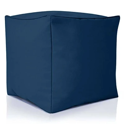 Abbildung von Green Bean Sitzsack Hocker 40x40x40cm mit EPS Perlen Füllung Fußhocker Fußkissen Sitz Pouf für Sitzsäcke Bodenkissen Kinder und Erwachsene Fußablage Sitzkissen Sitzhocker Dunkelblau
