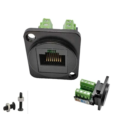 Abbildung von SHANFEILU RJ45/8P8C D Type Panel Mount Ethernet Extender Cat5E Terminal Lötloser Netzwerkadapter Keystone Jack Crimpen Daten Buchse Stecker mit Schraube