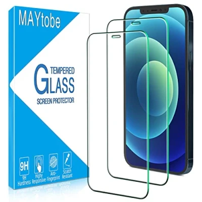 Abbildung von MAYtobe 2 Stück Schutzfolie für iPhone 12, 12 Pro, Frei von Kratzern, 9H Härte Glas, HD Displayschutzfolie, Ultra Klar, Ultrabeständig, Blasenfrei