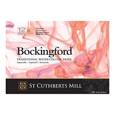Abbildung von Bockingford Unbekannt St Cuthberts Mill Aquarellpapier T4533000101AF: 300 g/m², Satiniert, Aquarellblock 29,7 x 42 cm (DIN A3), einseitiggeleimt, 12 Blatt, Weiß