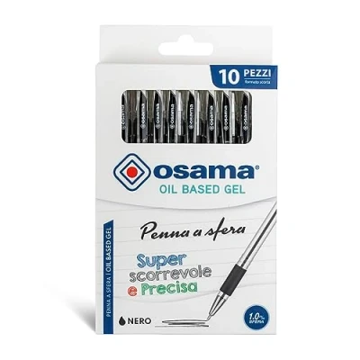 Abbildung von Osama Gelschreiber Set mit OBG Tinte, supergleitend und präzise, 48 Stück Packung 1,0 mm Druckkugelschreiber, Ideal für Schul Schreibbedarf, Büro Universität, Schwarz