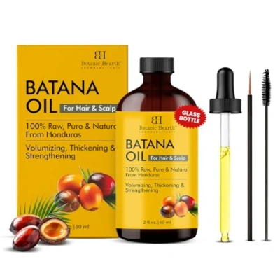 Abbildung von Botanic Hearth Rohes Batana Öl für Haarwachstum (2 fl oz) 100% reines und unraffiniertes aus Honduras Fördert dickeres, kräftigeres Haar