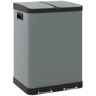 Abbildung von HOMCOM Mülleimer 2 x 30L Treteimer mit Deckel Fußpedal Inneneimer Metall