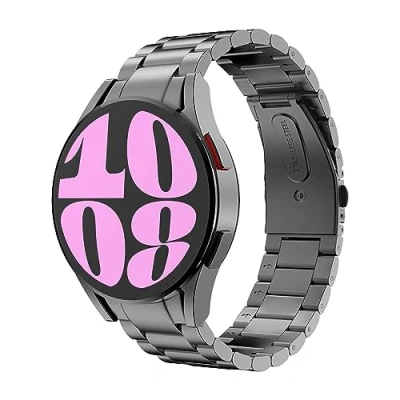 Abbildung von MoKo Titan Armband Kompatibel mit Samsung Galaxy Watch 7 FE 6 5 4 40mm 44mm/Watch Classic 43mm 47mm/Watch Pro 45mm/Watch 42mm 46mm, Metall Ersatzarmband Uhrenarmband, Grau