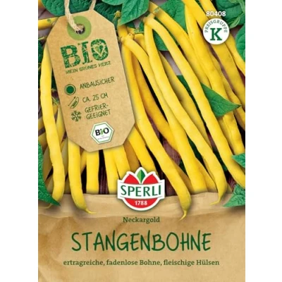 Abbildung von Sperli BIO Stangenbohnensamen, gelb 80408 anbausicher ertragreiche Ernte fadenlos ca. 25cm gefriergeeignet Samen Gemüse, Bohnen Samen, Saatgut
