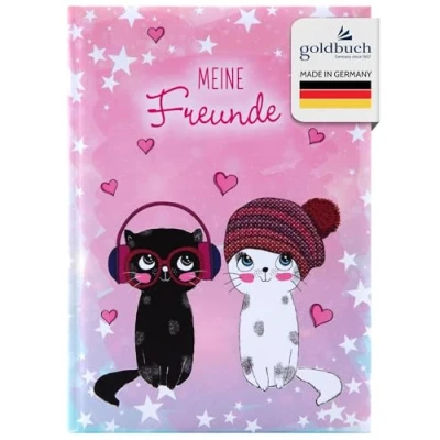 Abbildung von goldbuch 43099 Freundebuch Music for Cats DIN A5, zum Ausfüllen für Freunde, Grundschule, Schule, Kindergarten, Kita, 84 illustrierte Seiten, Einband mit Kunstdruck, laminiert