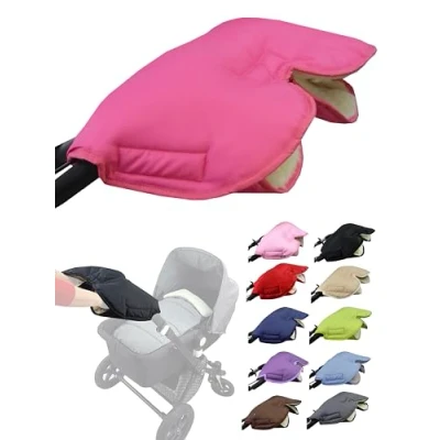 Abbildung von Muff Handschuh [Handwärmer für Kinderwagen] Handmuff Buggy mit Lammwolle wasserfest winddicht Universalgröße Kinderwagen, Buggy, Radanhänger (pink)