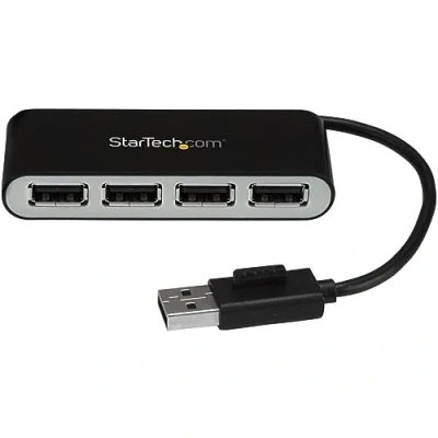 Abbildung von StarTech.com Mobiler 4 Port USB 2.0 Hub mit integriertem Kabel Kompakter Mini