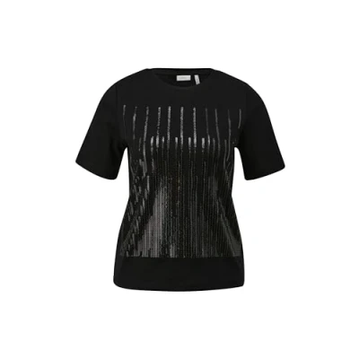 Abbildung von s.Oliver Black Label MIT Pailletten Tshirt print, Damen, Größe: 36, Schwarz