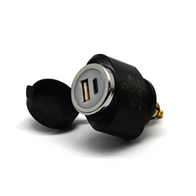 Abbildung von Cliff Top DIN USB Ladegerät 36W PD C und QC 3.0 Stecker Adapter für Buchse, kompatibel mit BMW Ducati Triumph Motorräder (Mini)