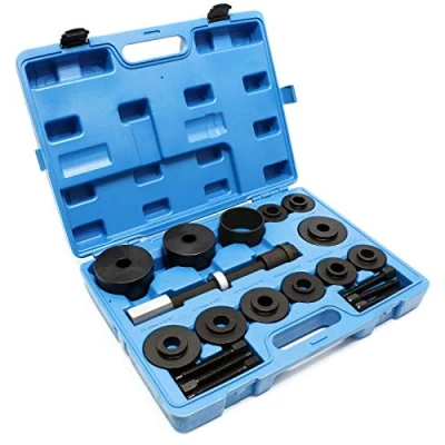 Abbildung von Wiltec Radlager Werkzeug Satz 19 teilig, Druckplatten 55,5 84 mm, Gewindespindel, Druckhülsen, Radlagerabzieher für Kfz im Koffer
