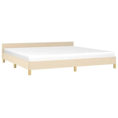 Abbildung von vidaXL Bettgestell mit Kopfteil, Bettrahmen Lattenrost, Bett Polsterbett Stützbeinen, Schlafzimmerbett Doppelbett, Creme 200x200cm Stoff