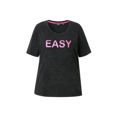 Abbildung von Ulla Popken EASY Short Sleeve Graphic TEE Tshirt print, Damen, Größe: 42/44, Black