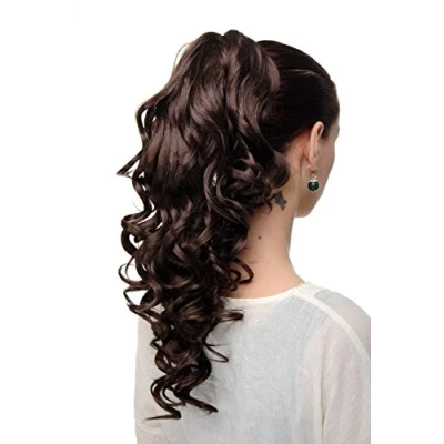 Abbildung von WIG ME UP SA09 6 Haarteil Zopf Pferdeschwanz Mittelbraun Extension Butterfly Klammer dezent edel gelockt sehr lang 50 cm