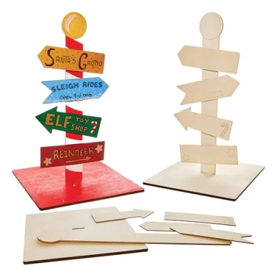 Abbildung von Baker Ross FN339 Nordpol Wegweiser Bausatz Weihnachtsbasteleien, Weihnachtsdekorationen für Kinder