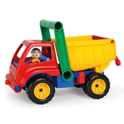 Abbildung von Lena 04150 Aktive LKW Kipper, Baustellenfahrzeug ca. 27 cm, robuster Kipplaster mit Haltegriff und beweglicher Spielfigur, Muldenkipper Set, Spielfahrzeug für Kinder ab 2 Jahre