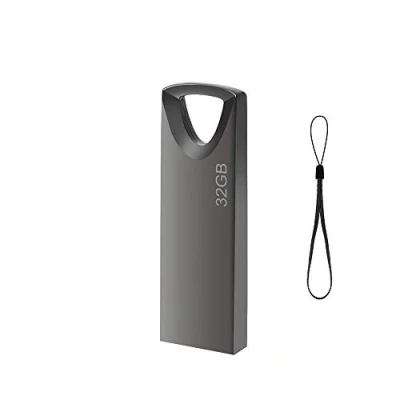 Abbildung von USB Stick 32GB, Slim Speicherstick 32GB Wasserdicht Flash Drive 32 GB mit Schlüsselanhänger für Schule Büro Auto PC Laptop (Grau)