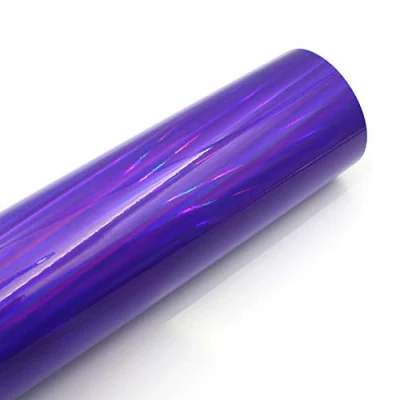 Abbildung von Finest Folia Laser Hologramm Chrom Auto Car Wrapping Folie mit Luftkanälen Holographic Selbstklebend Blasenfrei (Lila, Muster 10x10cm)