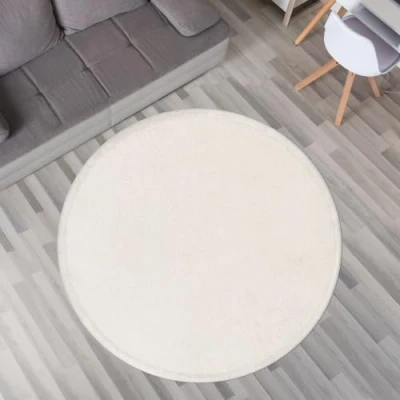 Abbildung von TT Home Krabbelmatte Babyzimmer Teppich Spielmatte Kinder Unifarben rutschfest Flauschig, Farbe: Blau, Größe:80 cm Rund