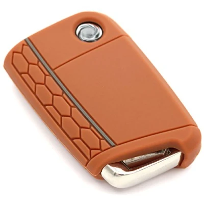 Abbildung von Schlüssel Hülle VB für 3 Tasten Auto Silikon Cover Schlüsselhülle Etui Schutzhülle (Braun)