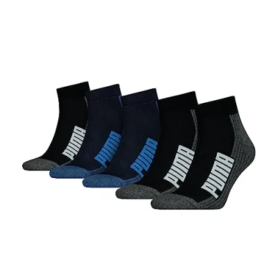 Abbildung von Puma Unisex Quarter Socken, Blau/Schwarz, 39/42 (5er Pack)