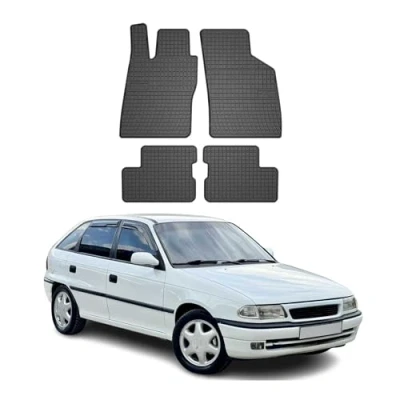 Abbildung von OMAC Gummi Fußmatten kompatibel mit Opel Astra F 1991 2002 Automatten Schwarz 4tlg