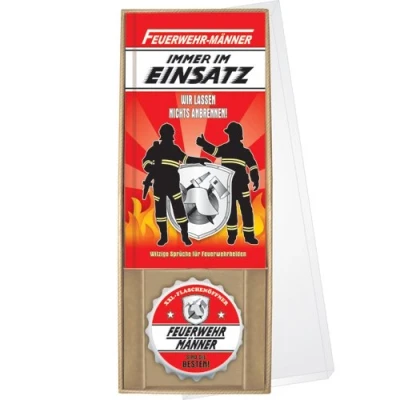 Abbildung von AV Andrea Verlag Feuerwehr Männer Immer im Einsatz Feuerwehrmänner freiwillige Feuerwehrmann löschen Held (Feuerwehr in Geschenk Box mit XXL Flaschenöffner 14012)
