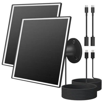 Abbildung von 6W Solarpanel für draußen installierte Überwachungskameras mit Micro USB und C Anschluss, Solarladegerät Akkukameras, kompatibel Eufy/Wyze/Reolink, Schnellladung