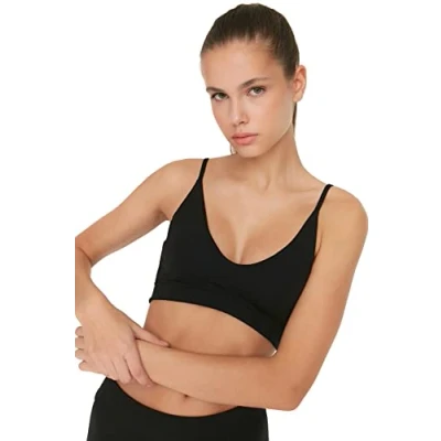 Abbildung von TRENDYOL Damen Sportswear Crop Scoop Neck Knit Sport BH, Schwarz, M