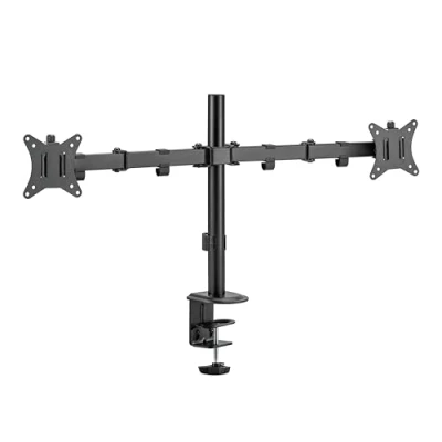 Abbildung von PureMounts Monitor Halterung, Monitorhalterung für 2 Bildschirme, 17 bis 32 Zoll, höhenverstellbar neigbar schwenkbar, VESA 75 und 100, Tischhalterung, Bildschirmhalter Dual, Schwarz