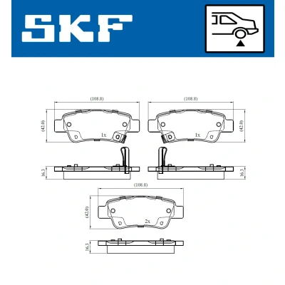 Abbildung von SKF VKBP 90439 A Bremsbelagsatz mit akustischer Verschleißwarnung