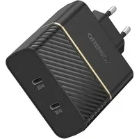 Abbildung von OtterBox Dual Port EU Ladegerät 50W, USB C PD 30W GaN + 20W, Schnelllade Gerät für Smartphone und Tablets, Sturzgeschützt Robust, Schwarz
