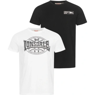 Abbildung von Lonsdale Normale Passform Doppelpack Tshirt print, Herren, Größe: Medium, Black white