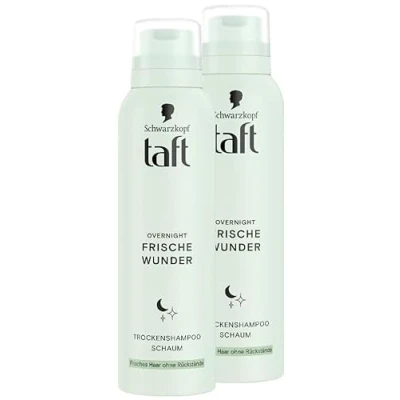 Abbildung von Schwarzkopf Taft Trockenshampoo Schaum Overnight Frische Wunder (2x 150 ml), Haarstyling mit pflegenden, erfrischenden Eigenschaften im Schlaf, für alle Haartypen geeignet, vegane Formel