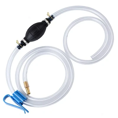 Abbildung von Siphonpumpe für Benzin Gas Öl Kraftstoff Diesel Flüssigkeit Wasser Aquarium,Manuelle Handpumpe Transferpumpe mit 2 strapazierfähigen PVC Siphonschläuchen (15mm) Schlauchklemme