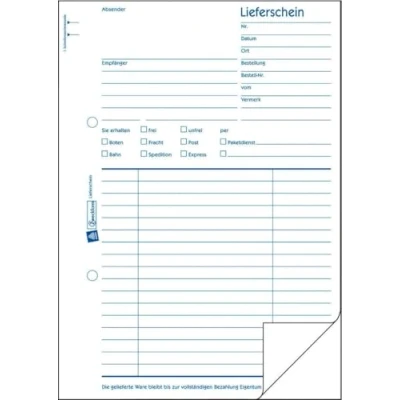 Abbildung von AVERY Zweckform 10 x Formularbuch Lieferschein A5 VE=2x50 Blatt
