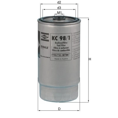 Abbildung von MAHLE ORIGINAL KC 98/1 Kraftstofffilter Anschraubfilter BMW: 7