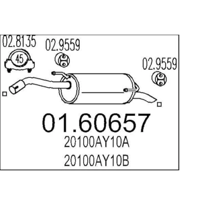 Abbildung von MTS 01.60657 Endschalldämpfer 860 NISSAN: MICRA 3, Note I