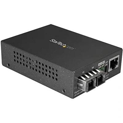 Abbildung von StarTech.com LWL Medienkonverter 1000Base LX Single Mode 10km SC Glasfaser auf Ethernet Konverter zu Kupfer