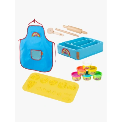 Abbildung von roba® Knete roba x Play Doh Nachhaltiges Spielset (Start Set, 3D Kreativmatte, 6 Knetdosen, Schürze &amp; Holzwerkzeuge), Spielfertig verpackt in Canvasbox Geschenk für Kinder ab 3 Jahren