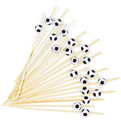 Abbildung von BRUBAKER Partyspieße Cocktailspieße Fußball 12 cm Party Picker Holzspieße (für Fingerfood, Snacks, Obst, Kuchen und Cocktails, 50 St), Holz Spieße Partydeko für Weltmeisterschaft