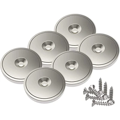 Abbildung von Magnetpro 6 Stück Scheiben Magnete mit Kapsel 25 KG Zugkraft 28 x 5 mm, Topfmagnet Loch