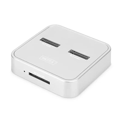 Abbildung von DIGITUS USB Typ C 3.1 Duale M.2 NVMe &amp; mSATA SSD Dockingstation Modultyp 22110, 2280, 2260, 2242 M/B+M Key SD Express Kartenleser 10 Gbit/s bis zu 2x 4 TB Weiß