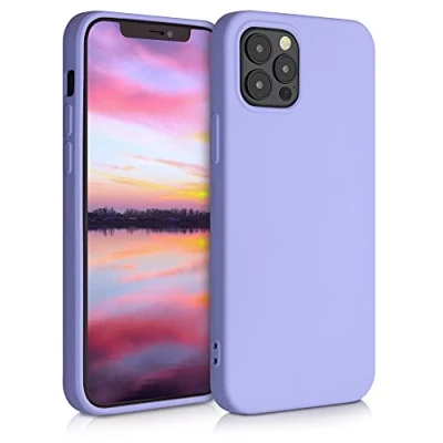 Abbildung von kwmobile Hülle kompatibel mit Apple iPhone 12 / Pro gummierte TPU Silikon Handyhülle Schutzhülle für kabelloses Laden Case in Pastell Lavendel