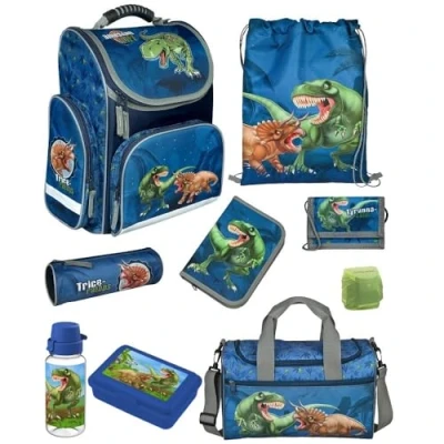 Abbildung von Familando Schulranzen Clou (Set, 9 tlg., inkl. Federmappe und Sporttasche), DINOSAURIER T Rex Dino