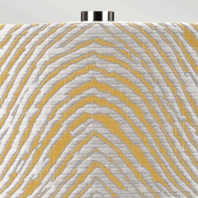 Abbildung von Elstead Lighting MILO PN TL PSM Tischleuchte E27 1x60W Keramik/Stahl Nickel poliert, weiß, gelb; Stoff mit Piazze Sommerbrise H:69cm B:36cm Ø36cm